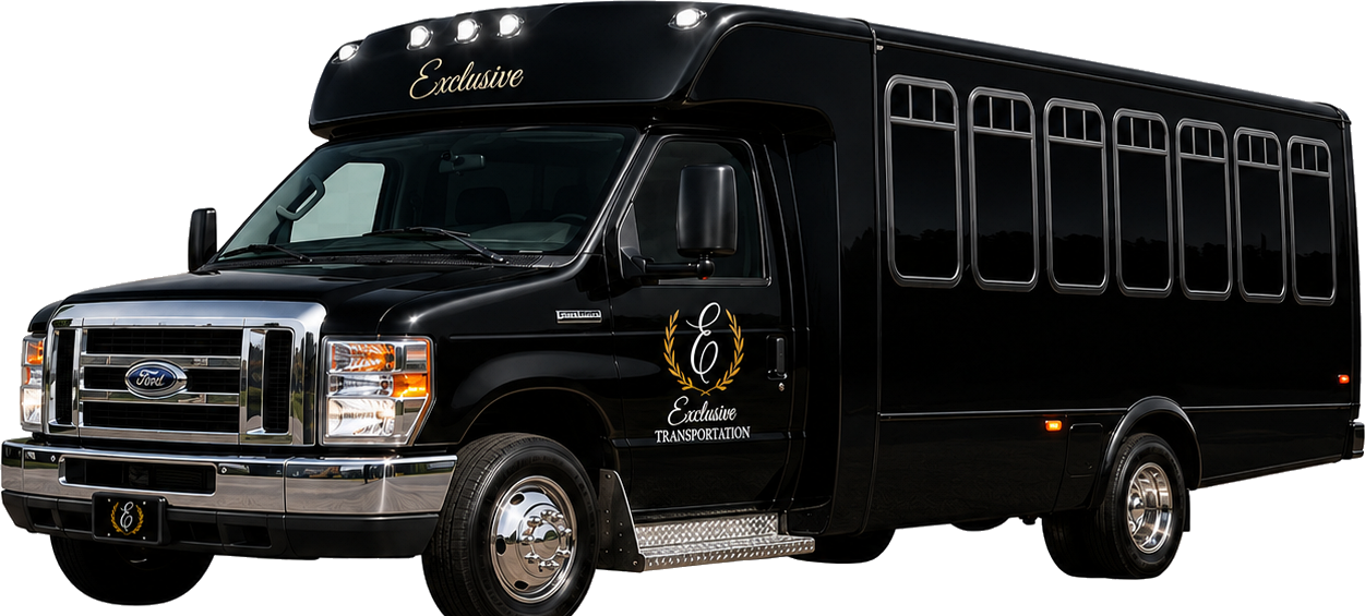 Black luxury 14-passenger exclusive transportation bus